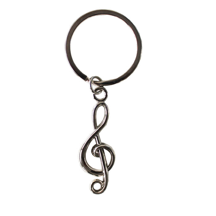 Keychain with a treble clef design on a white background