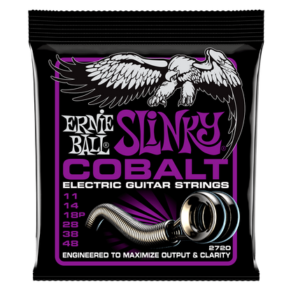 Ernie Ball Slinky Cobalt electric guitar strings packaging with an eagle illustration.