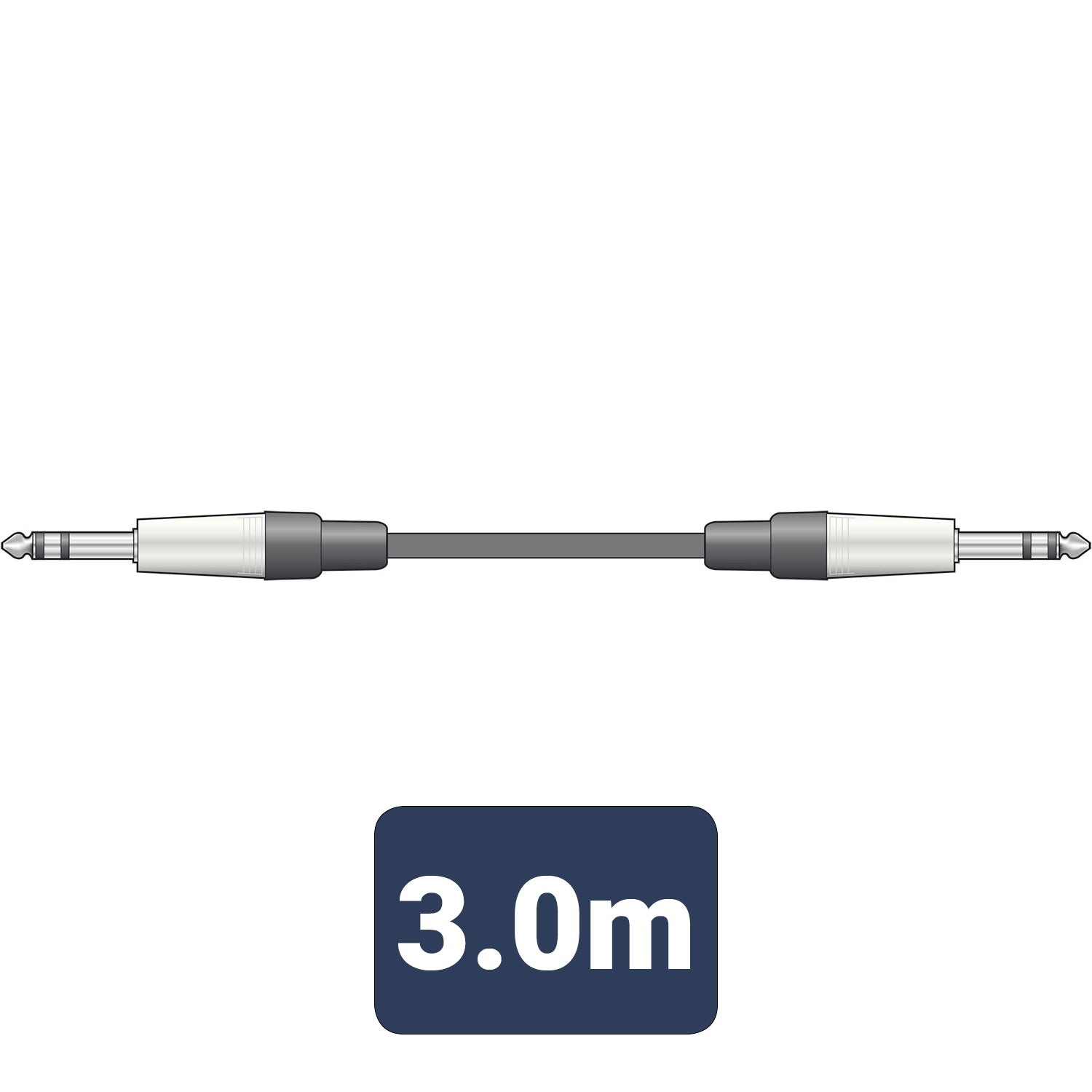 3.0m audio cable with plug on a white background