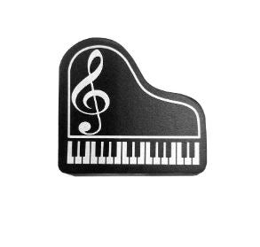 Black silhouette of a grand piano with a treble clef on a white background