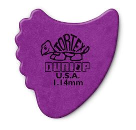 Purple guitar pick with 'Dunlop' branding on a white background