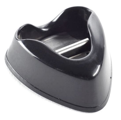 Black plastic component on a white background