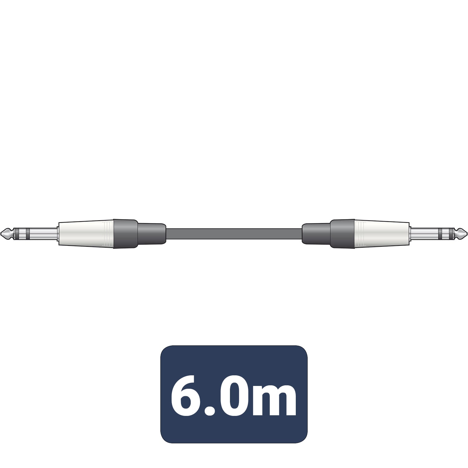 6.0m audio cable with plug on a white background
