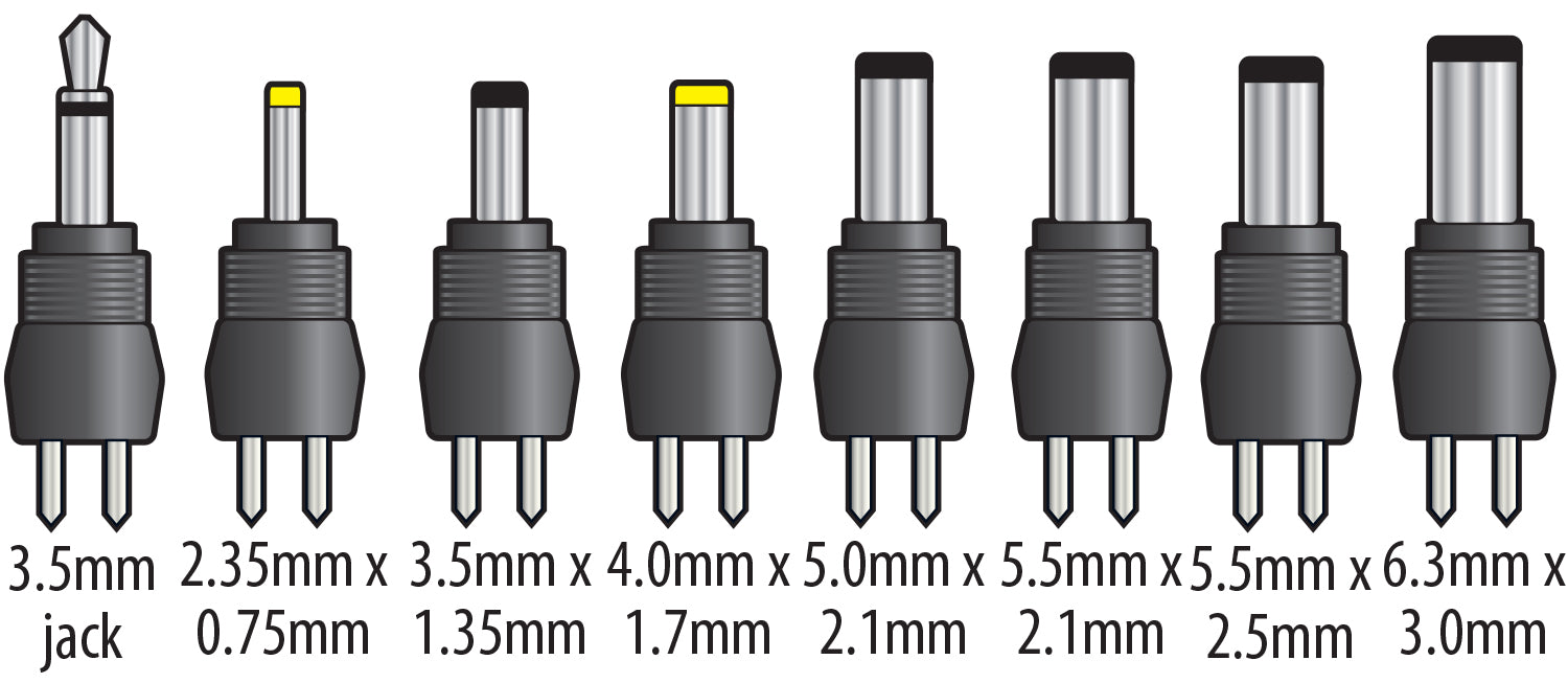 An illustration of adapters to attach ad the end of the wire