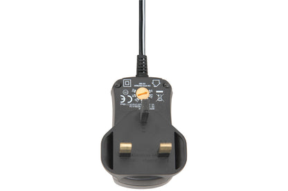 Black electrical plug on a white background