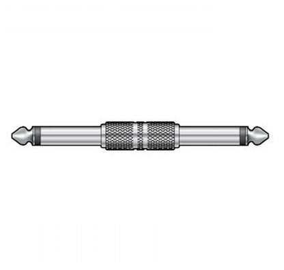Metal jack to jack male adapter on a white background