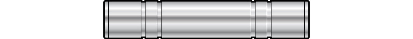 Metallic cylindrical object with a ribbed texture on a white background