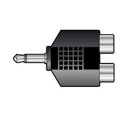 Black audio connector - mono jack to  two female RCA 