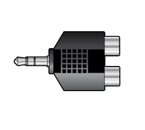 Black audio connector - stereo jack to  two female RCA 