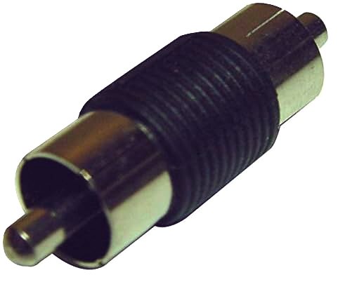 Black audio adapter on a white background