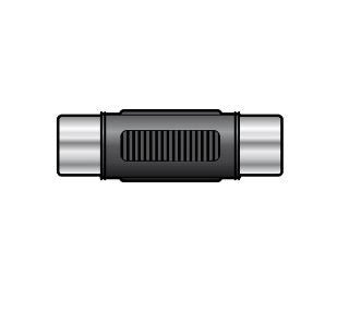Black and silver adapter on a white background