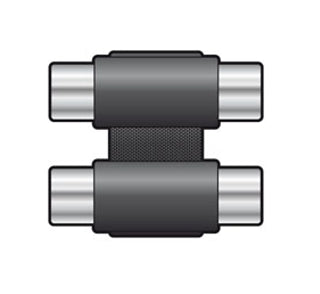 Two black audio/video connectors on a white background