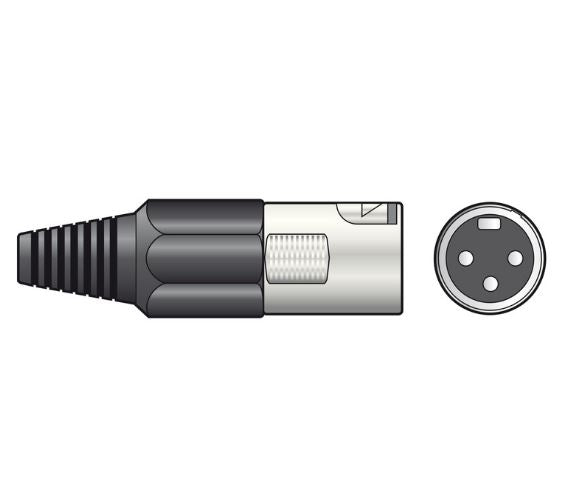 XLR microphone plug on a white background