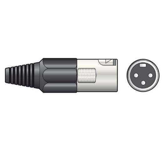 XLR microphone plug on a white background