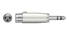 Audio connector with XLR plug and 3.5mm jack on a white background