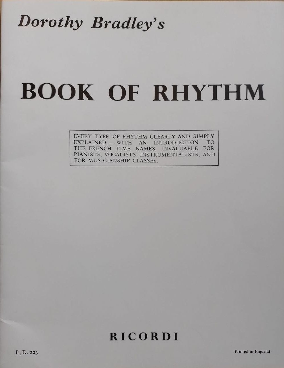 Book Of Rhythm | Book only | Dorothy Bradley image 0