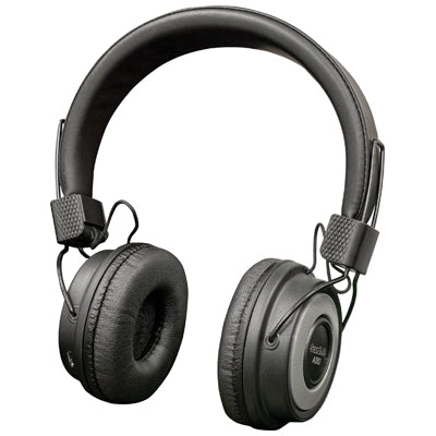 Black headphones on a white background
