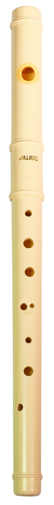 front - High quality plastic fife with six holes on a white background
