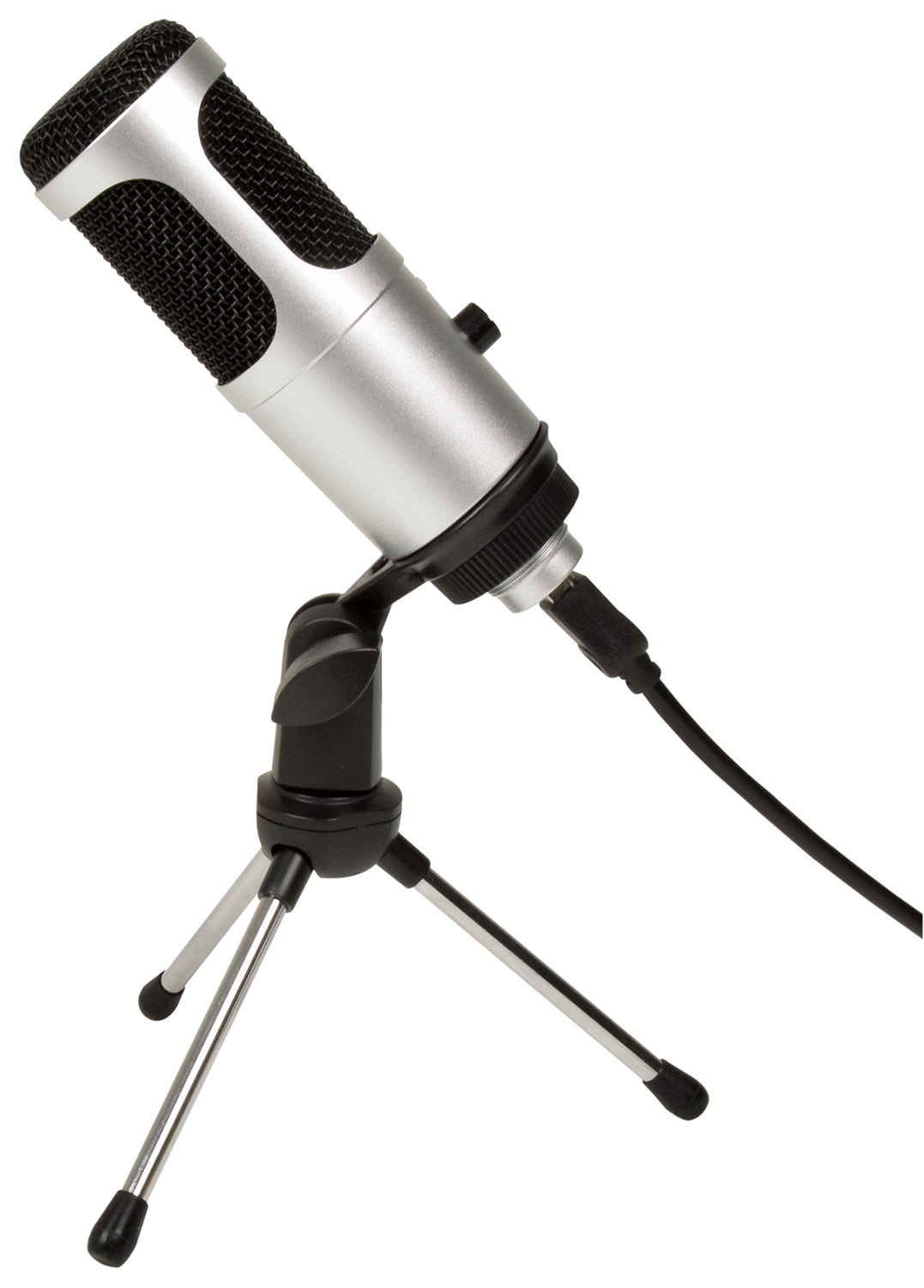 Microphone with stand on a white background