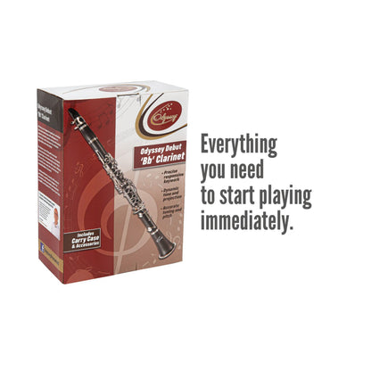 Clarinet packaging with text on a white background