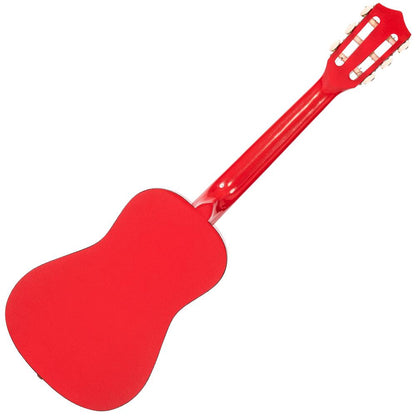Red acoustic guitar on a white background