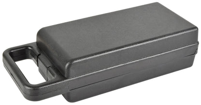 Black rectangular hard shell case on a white background