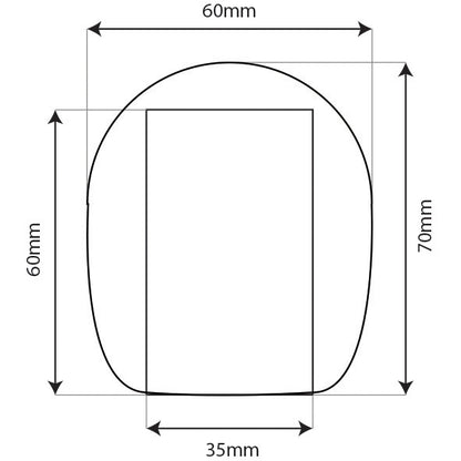 Technical drawing of a circular object with dimensions labeled