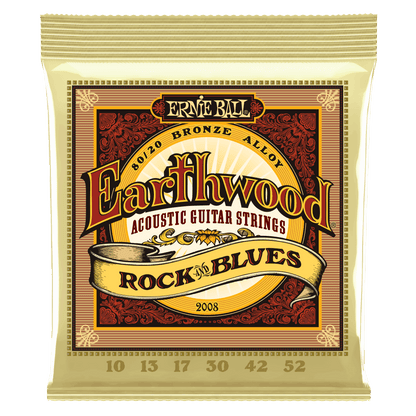Ernie Ball Earthwood acoustic guitar strings packaging on a black background
