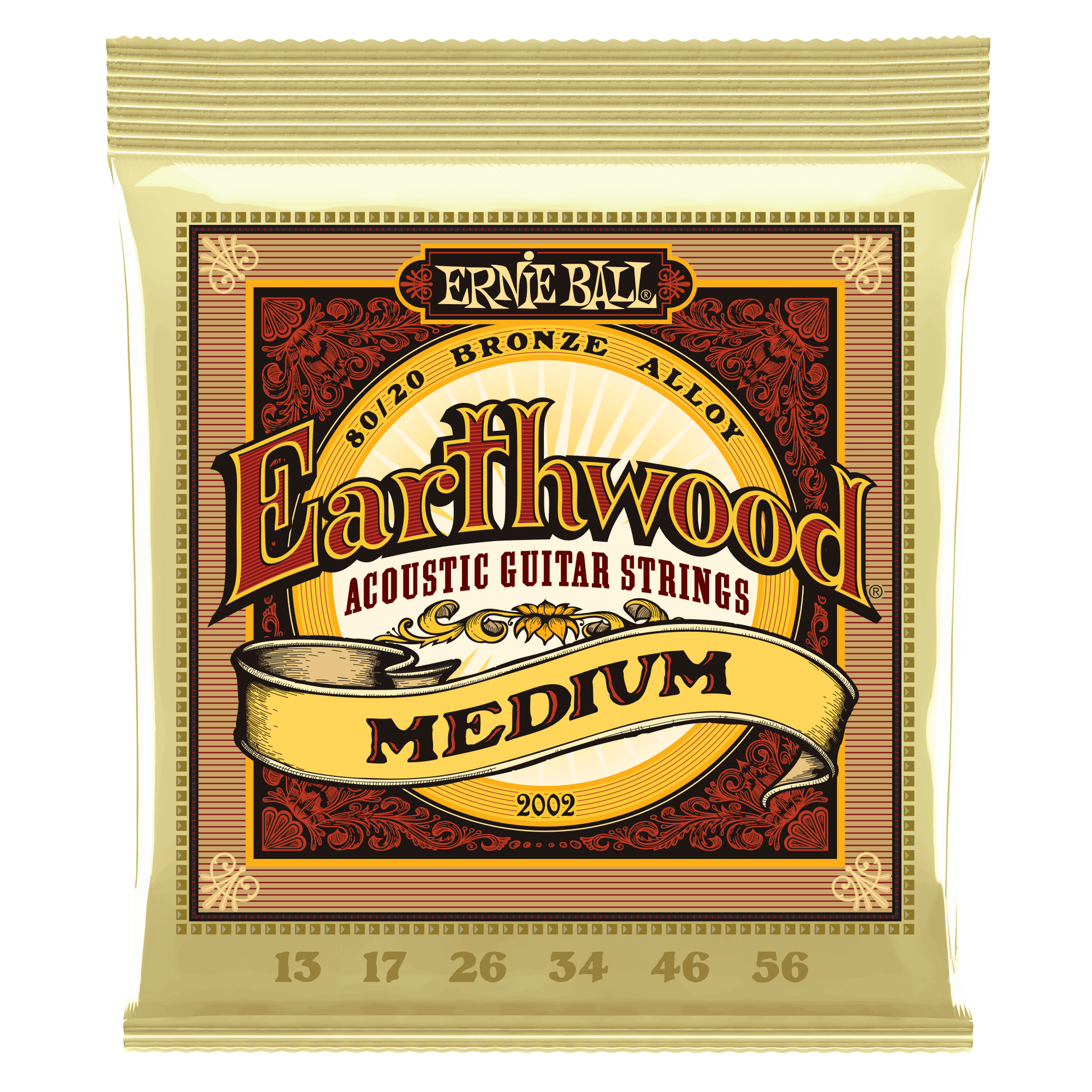 Ernie Ball Earthwood acoustic guitar strings packaging on a black background