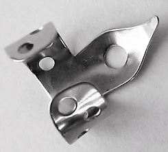 below view of a nickel finger pick on a white background 