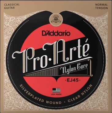 D'Addario Pro-Arte classical guitar string label on a beige background