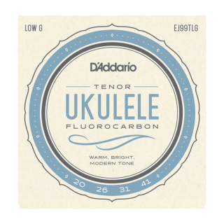 D'Addario tenor ukulele fluorocarbon string set packaging on a beige background