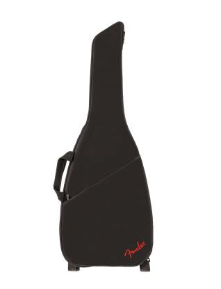 Black guitar case with Fender logo on a white background