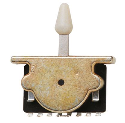 Mechanical guitar part with a white knob for selector switch on a white background