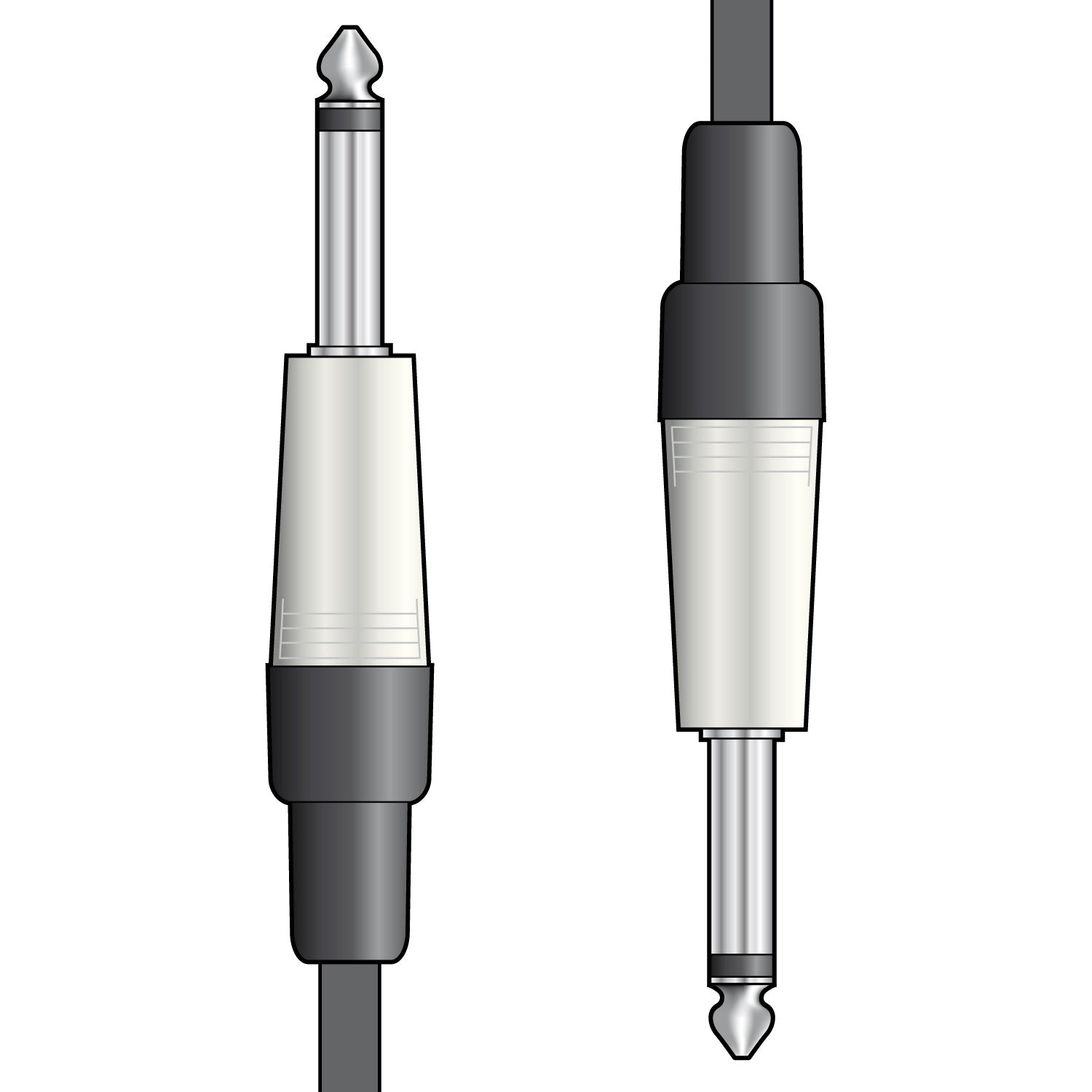 Audio cable plugs on a white background