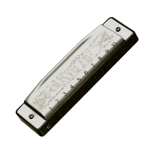 Folk Blues harmonica on a white background
