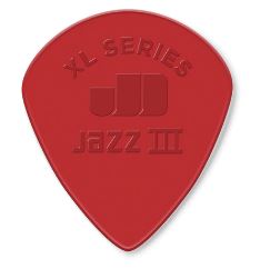 Red guitar pick with 'XL Series' and 'Jazz III' text on a white background