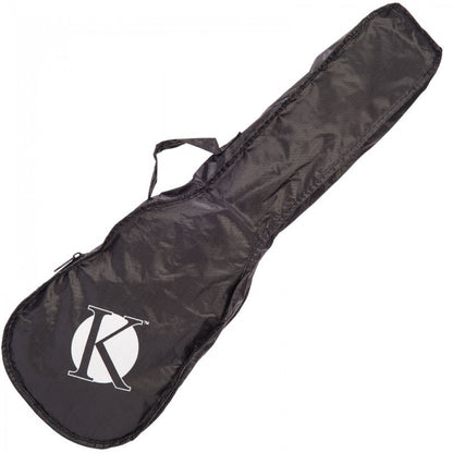 Blackukulele bag with a white logo on a white background
