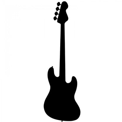 Black silhouette of a bass guitar on a white background