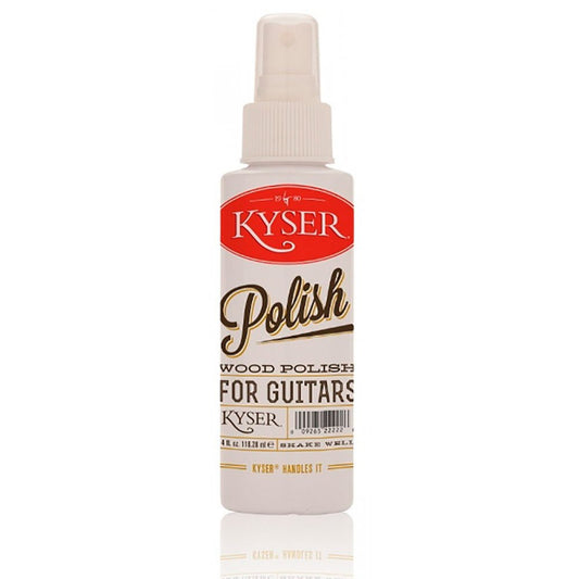 Bottle of Kyser guitar polish on a white background