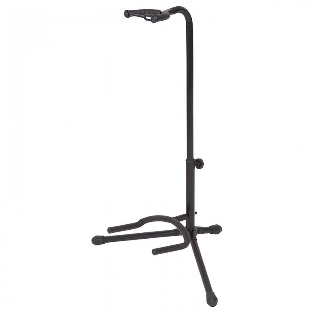 Black guitar stand on a white background