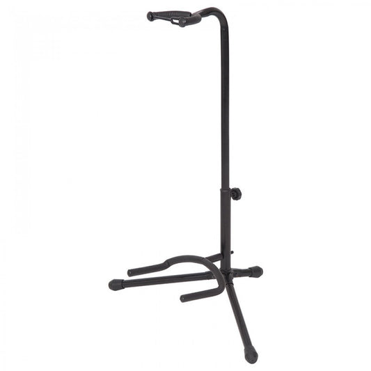 Black guitar stand on a white background