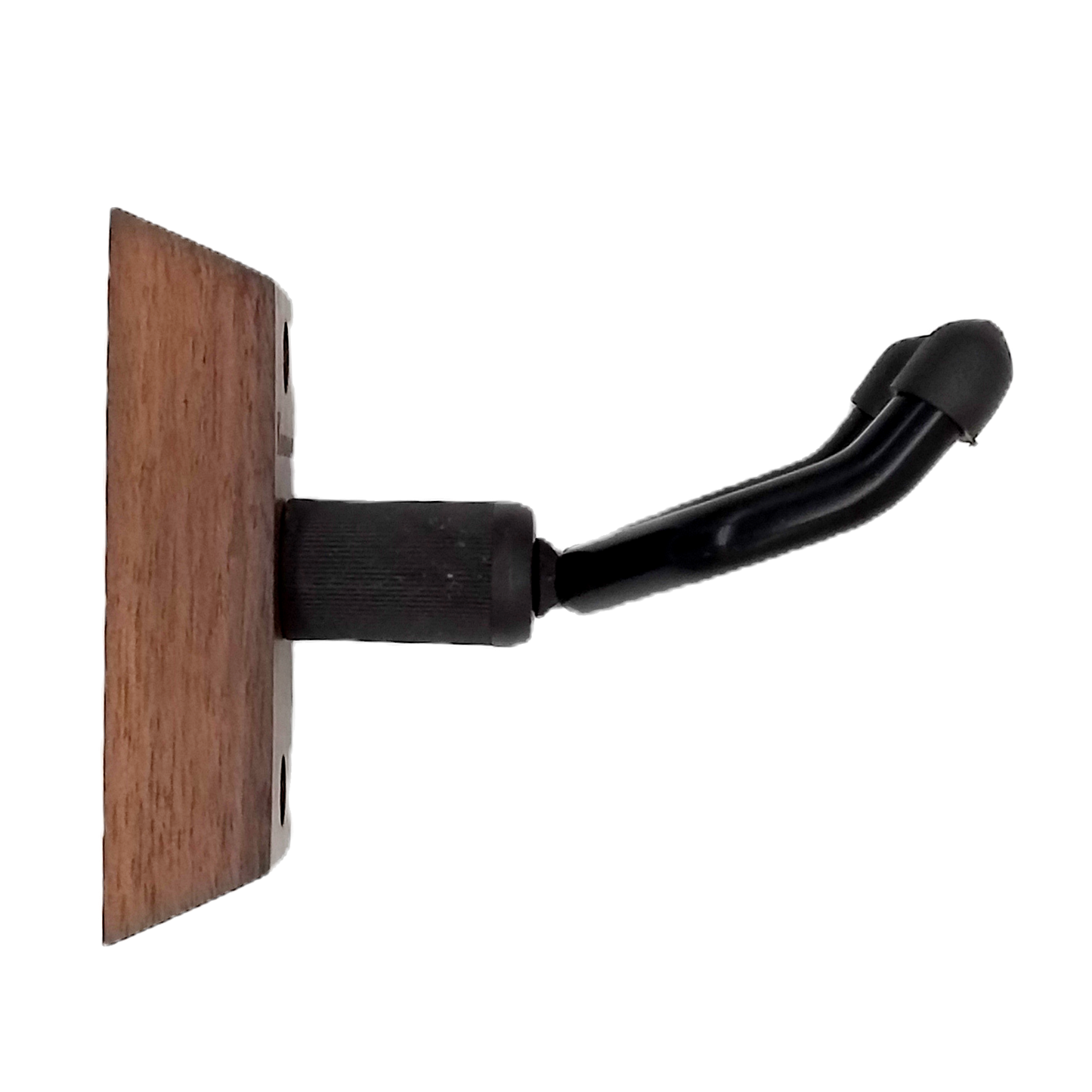 Wooden and metal bracket with black arm on a white background