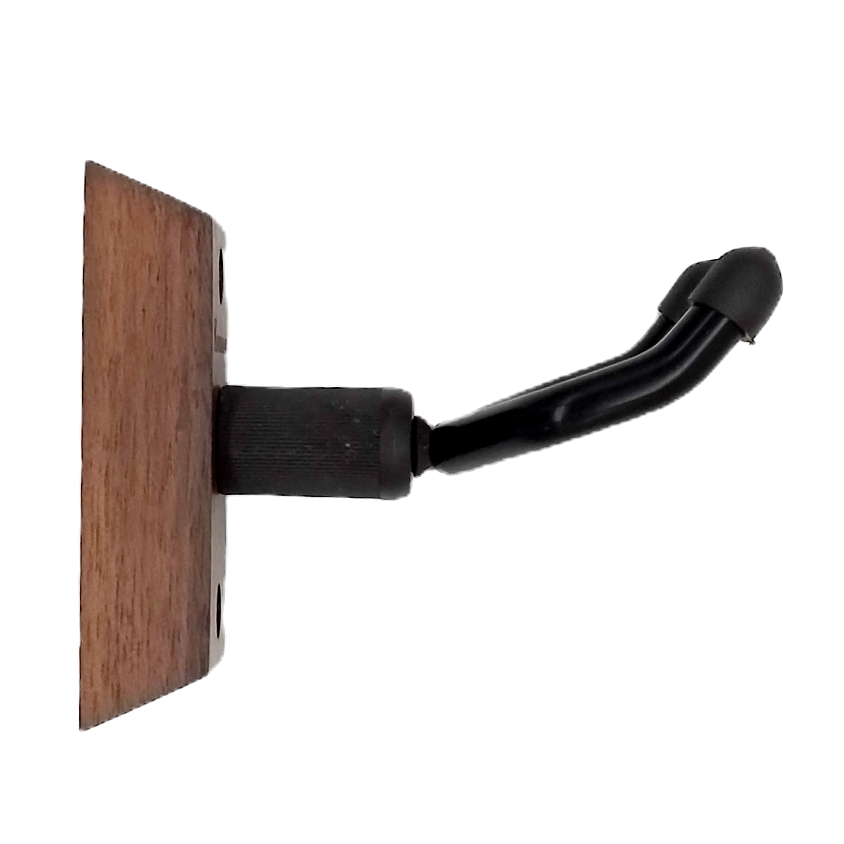 Wooden and metal bracket with black arm on a white background