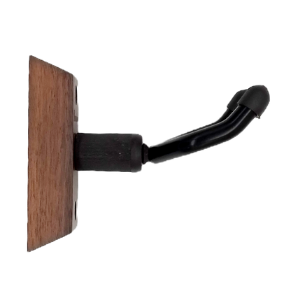 Wooden and metal bracket with black arm on a white background