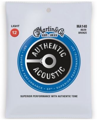 Martin Authentic Acoustic guitar string set packaging on a white background