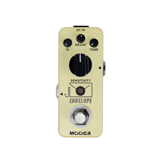 Guitar effects pedal with 'Mooer' branding on a white background
