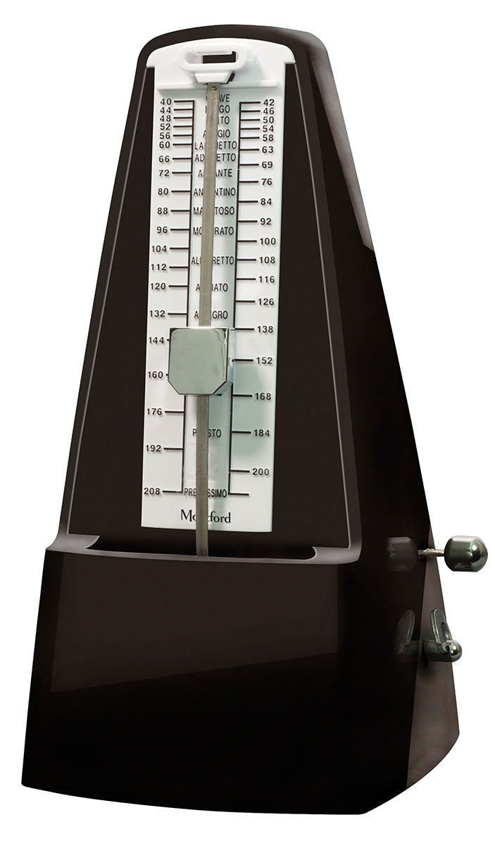 Black metronome on a white background