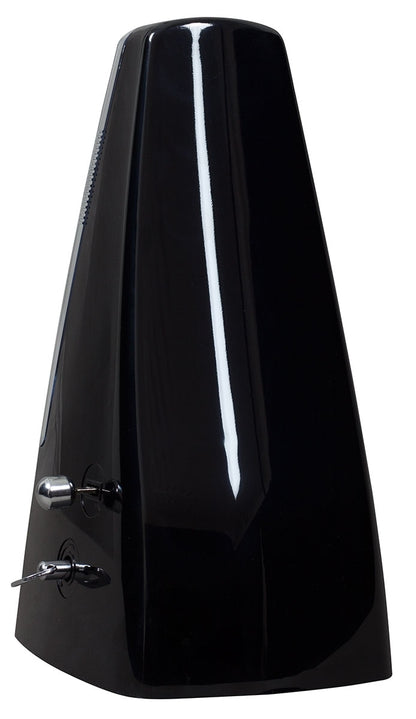 Black plastic metronome on a white background