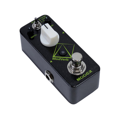 Guitar effects pedal with 'ModVerb' branding on a white background